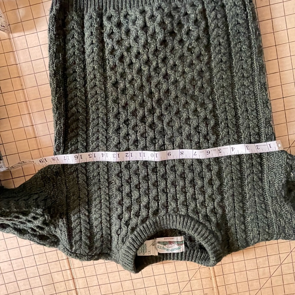 Aran Crafts Olive Green Cable Crewneck Sweater - Picture 2 of 5